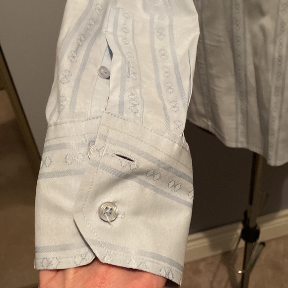 MEN’S FOR HIM UK London blue embroidered dress shirt. Size Medium. Never worn. - Picture 2 of 13